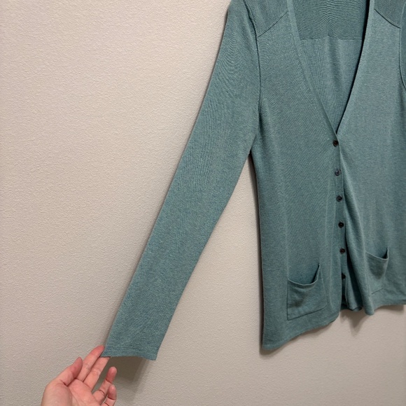 Banana Republic Silk-blend Lightweight Cardigan - Teal, XL - Picture 4 of 6